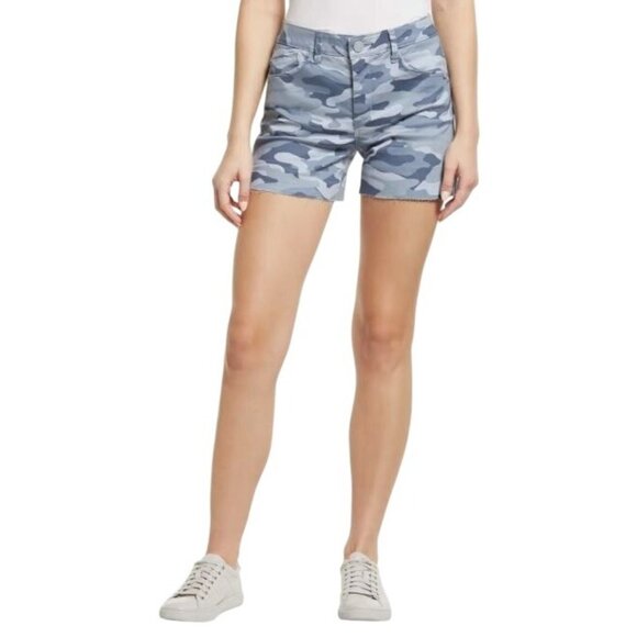 Wit & Wisdom Womens Blue Camo High Waist Ab Solution Raw Hem Shorts Sz 12 New - Picture 1 of 12
